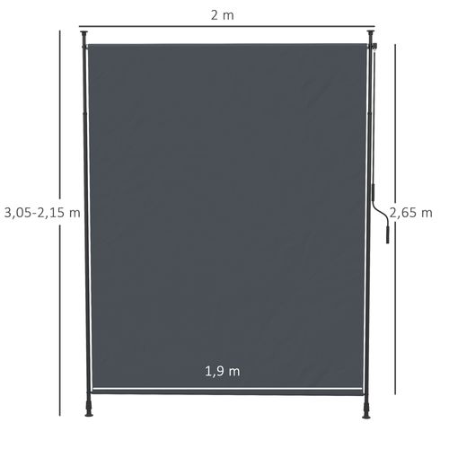 Store De Protection Verticale 200 X 292 Cm Aluminium Réglable, Gris
