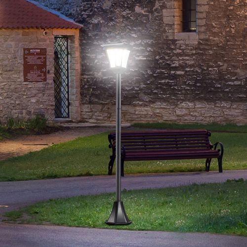 Lanterne Solaire LED 40 Lm Pour Allée Extérieure 18x18x160 Cm, Noir