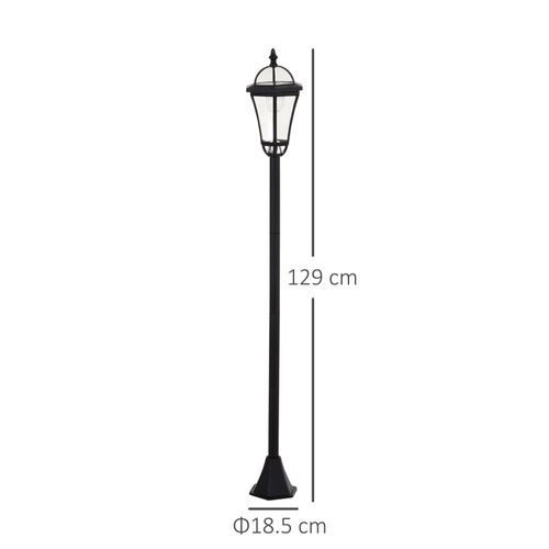 Lampadaire Solaire LED 2-st En Abs Et Acier Inoxydable, Ip44, Mode Économique, Noir