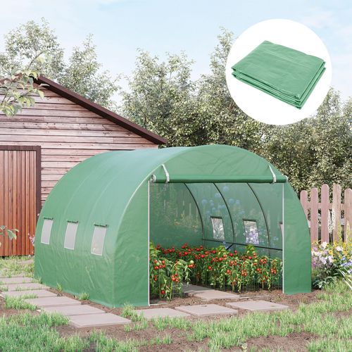 Tonnelle De Jardin En Pe Anti-uv Étanche Avec 6 Fenêtres Et Porte Zippée Verte
