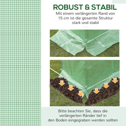 Tonnelle De Jardin En Pe Anti-uv Étanche Avec 6 Fenêtres Et Porte Zippée Verte
