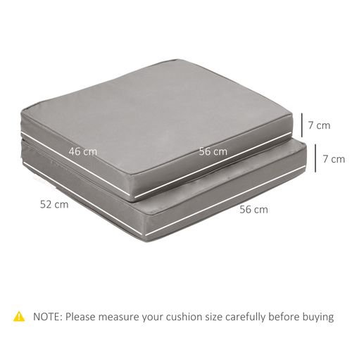 Coussin De Siège 2 Pièces, Tissu, Épaisseur 7 Cm, Avec Fermeture Éclair, Gris Clair