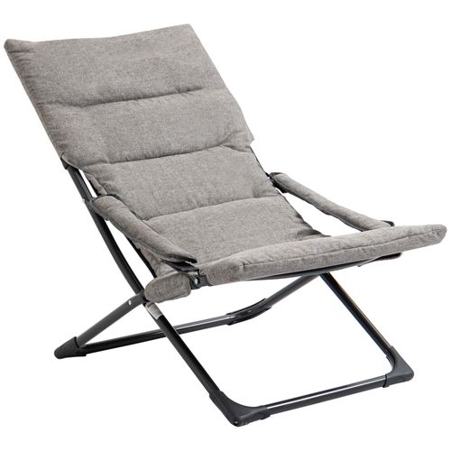 Chaise De Jardin, Acier, Textilene, Avec Coussin Amovible, Flexible, Grise
