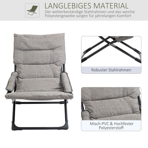 Chaise De Jardin, Acier, Textilene, Avec Coussin Amovible, Flexible, Grise