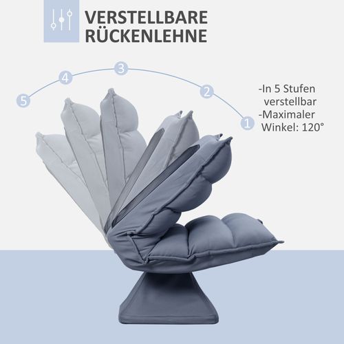 Fauteuil De Méditation En Microfibre Avec Dossier Réglable Et Pivotant, Gris