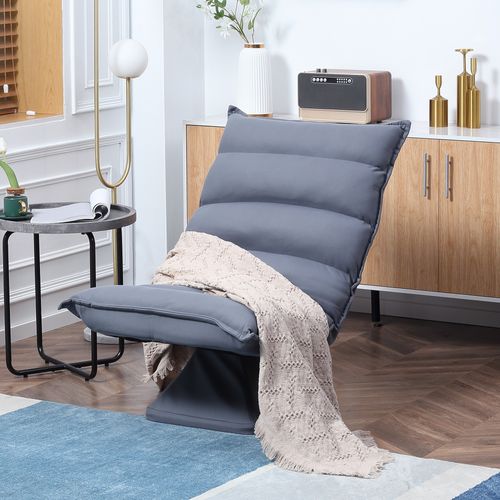 Fauteuil De Méditation En Microfibre Avec Dossier Réglable Et Pivotant, Gris