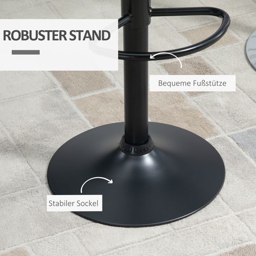 Tabourets De Bar 2 Pièces En Cuir Noir, Design Rétro, Réglables Et Pivotants 360°