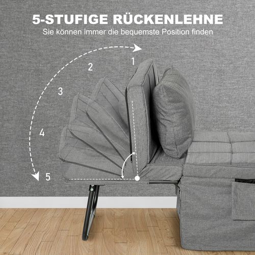 Lit D’appoint 4-en-1 Pliant, Fauteuil Ottomane, Matelas 8 cm, Structure Acier, 188×75×38 cm