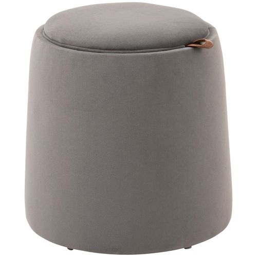 Pouf Rond En Velours Avec Rangement Et Couvercle Amovible, Gris Foncé