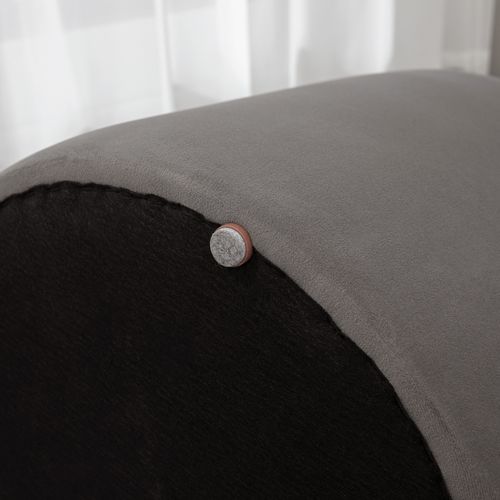 Pouf Rond En Velours Avec Rangement Et Couvercle Amovible, Gris Foncé