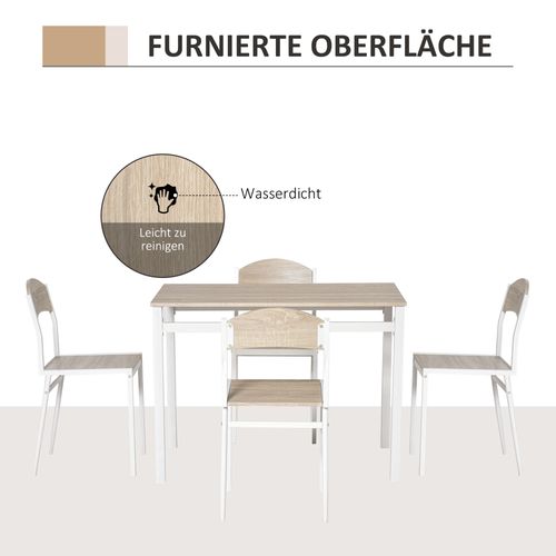 Ensemble 5 Pièces,table à Manger Avec Finition Bois Et Métal,gris Et Blanc,pour Salle à Manger