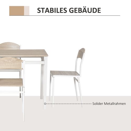 Ensemble 5 Pièces,table à Manger Avec Finition Bois Et Métal,gris Et Blanc,pour Salle à Manger