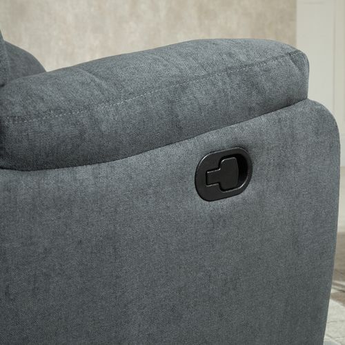 Fauteuil Inclinable 150°, Tissu Effet Lin, Relax Pour Salon, Couleur Gris Foncé
