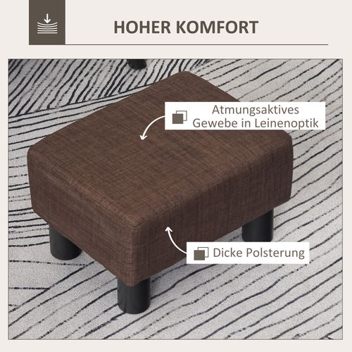 Pouf Rectangulaire En Tissu, Charge Maximale 100 Kg, 40 X 30 X 24 Cm, Brun