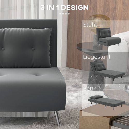 Fauteuil-lit Pliable En Tissu Avec Coussin, Fonction Lit, Confortable, Gris Foncé