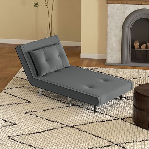 Fauteuil-lit Pliable En Tissu Avec Coussin, Fonction Lit, Confortable, Gris Foncé