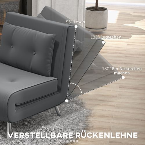 Fauteuil-lit Pliable En Tissu Avec Coussin, Fonction Lit, Confortable, Gris Foncé
