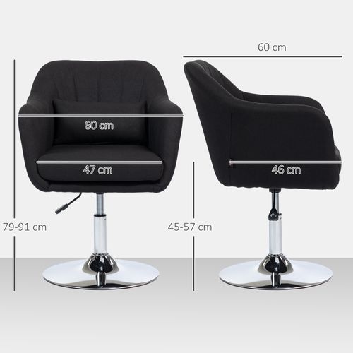 Fauteuil De Détente En Métal, Tissu Lin, Avec Accoudoirs Et Coussin Lombaire, Noir