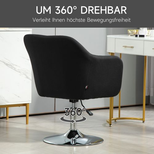 Fauteuil De Détente En Métal, Tissu Lin, Avec Accoudoirs Et Coussin Lombaire, Noir