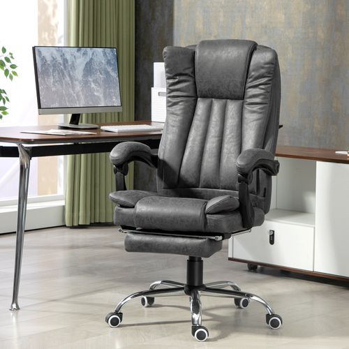Fauteuil Massage Chauffant, Ergonomique, Repose-pieds, Réglable, Gris, 62x70x113-120 cm