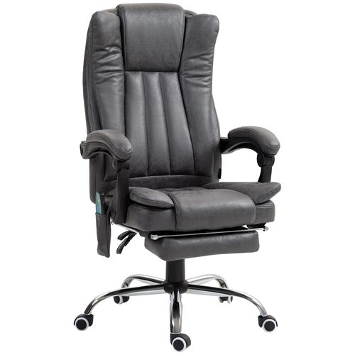 Fauteuil Massage Chauffant, Ergonomique, Repose-pieds, Réglable, Gris, 62x70x113-120 cm