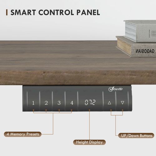 Bureau Électrique En Acier Avec Moteur, Ajustable En Hauteur, 140x70x72-116cm, Nature + Noir