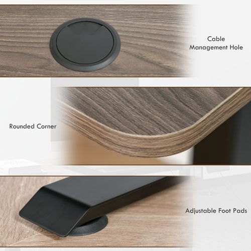 Bureau Électrique En Acier Avec Moteur, Ajustable En Hauteur, 140x70x72-116cm, Nature + Noir