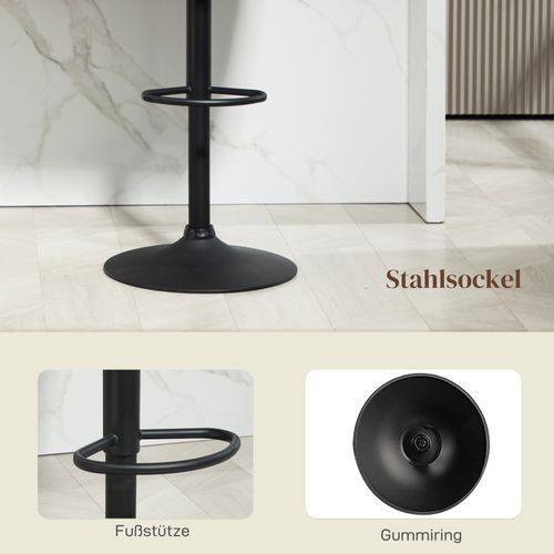 2 Tabourets De Bar Avec Repose-pieds, Pivotants, Réglables En Hauteur, Revêtement Lin, Gris Foncé