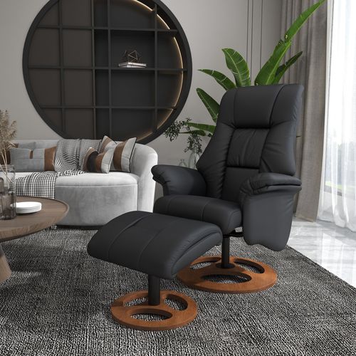 Fauteuil Relax Électrique Avec Repose-pieds, Inclinable 130°, Similicuir, Noir