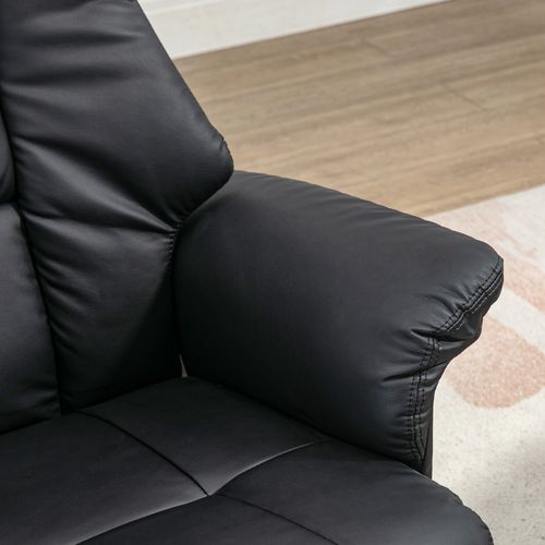 Fauteuil Relax Électrique Avec Repose-pieds, Inclinable 130°, Similicuir, Noir