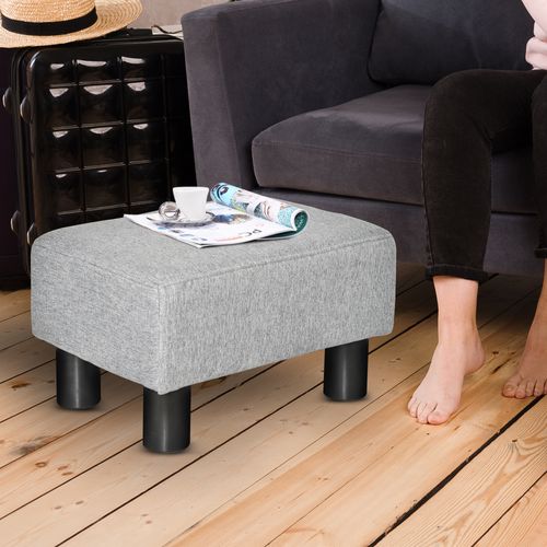 Pouf Rectangulaire En Lin Avec Capacité De 150 Kg Pour Salon Et Couloir, Gris
