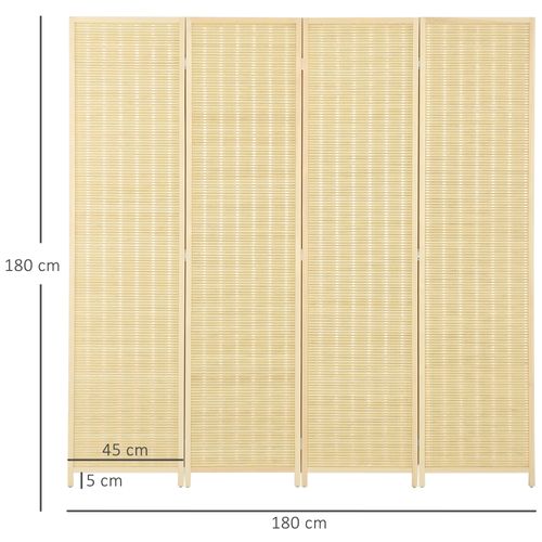 Paravent 4 Pièces Bambou Pliable Séparateur De Pièce 180 X 180 Cm Naturel