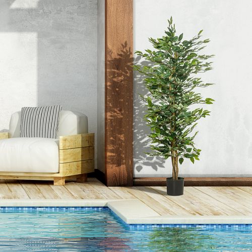 Plante Décorative De Ficus Artificiel 150 Cm En Plastique Facile à Entretenir Pour Intérieur