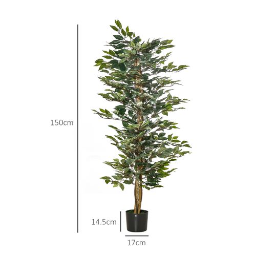 Plante Décorative De Ficus Artificiel 150 Cm En Plastique Facile à Entretenir Pour Intérieur