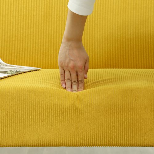 Canape 2 Places Cord-optique Bois Pattes Doux Doux 110 X 62 X 85 Cm Jaune