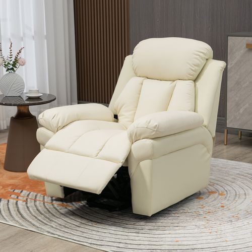 Fauteuil Avec Aide à La Montée, Relax Électrique Inclinable Avec Télécommande, Simili Cuir, Crème