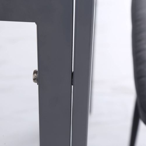 Table Carrée Pour 4 Personnes, Avec Plateau En Verre Trempé, Gris, Pour Cuisine Et Salon