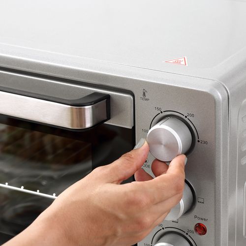 Mini Four Électrique 32l, Acier Inoxydable Et Verre, Avec Bac à Cendres, 1600w, Argent