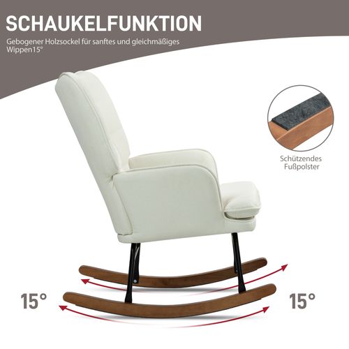 Fauteuil à Bascule Jusqu’à 130 Kg, Avec Repose-pieds, Pour Salon