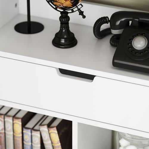 Bibliothèque En Bois Avec 9 Étagères, 1 Tiroir, Sécurité Anti-basculement, Blanc