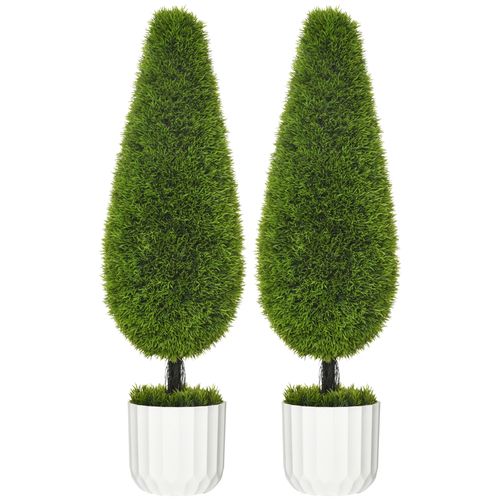 Coffret De 2 Plantes Artificielles Cyprès 90 Cm En Pot Avec Mousse Artificielle Pour Déco Intérieure