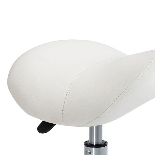 Tabouret Pivotant Ajustable En Hauteur, Rembourré En Simili Cuir, Blanc Pour Bureau Et Maison