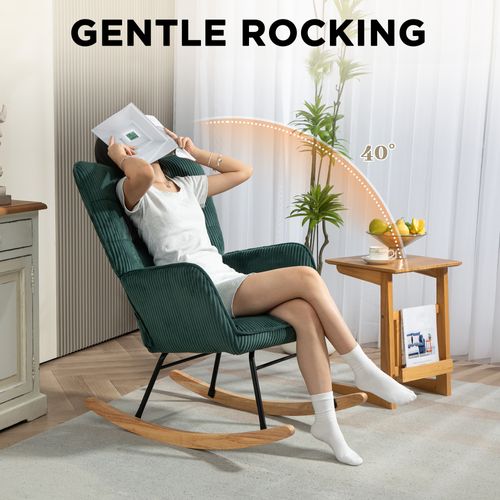 Fauteuil à Bascule Avec Imitation Cordage, Vert Foncé, Pour Salon