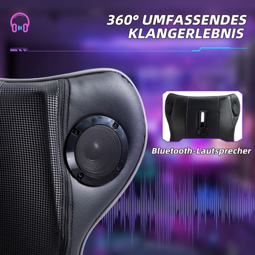 Chaise Gaming Noire/grise, Bascule Et Inclinaison, Haut-parleur, Ergonomique, 120 kg Max