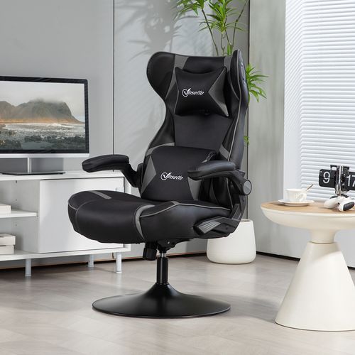Chaise Gaming Noire/grise, Bascule Et Inclinaison, Haut-parleur, Ergonomique, 120 kg Max