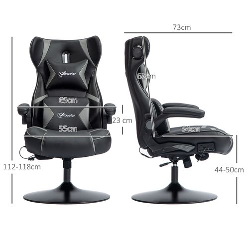 Chaise Gaming Noire/grise, Bascule Et Inclinaison, Haut-parleur, Ergonomique, 120 kg Max