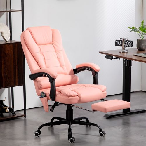Fauteuil Rose, Massage 7 Points, Inclinable, Télécommande, Ergonomique, 120 kg Max