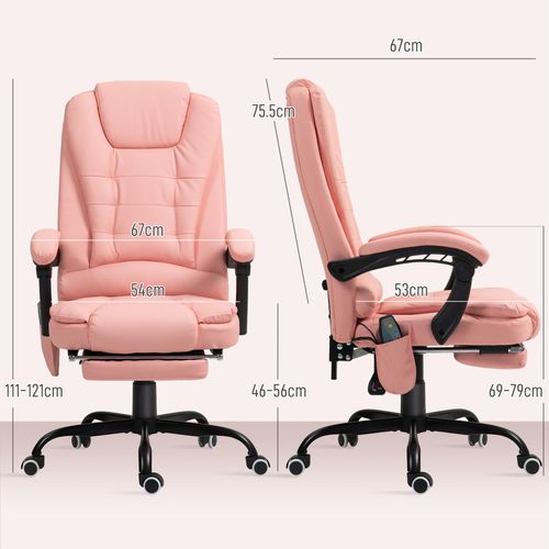 Fauteuil Rose, Massage 7 Points, Inclinable, Télécommande, Ergonomique, 120 kg Max