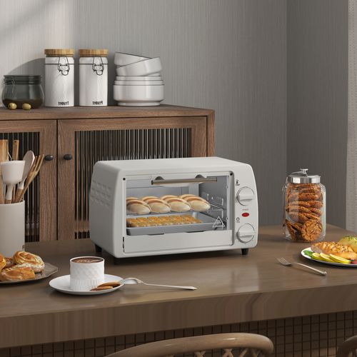 Mini Four Électrique 10 Litres 750w Avec Température Jusqu'à 230℃ Et Minuterie 60 Min, Crème