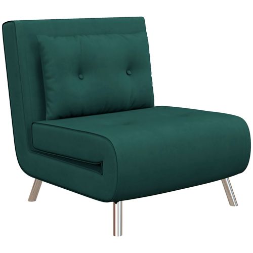 Fauteuil-lit Pliable En Velours Vert Foncé, Avec Coussin, Fonction Lit, Pour Invités